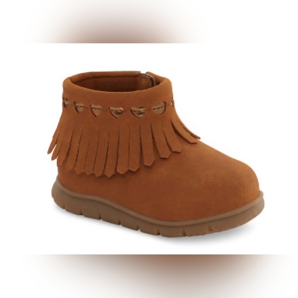 Carter's Simple Joys Fist Walker Tan Moccasin Fringe Shoes Sz. 4